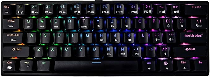 North Plus PHANTOM K301 61-Key RGB Mechanical Keyboard, Blue Switch, Bluetooth & Type-C North Plus PHANTOM K301 61-Key RGB Mechanical Keyboard, Blue Switch, Bluetooth & Type-C